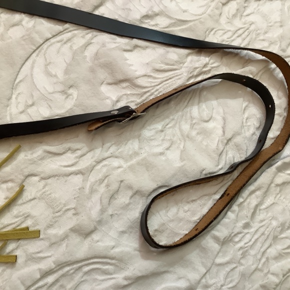 GUC handmade western fringe yellow leather with animal print crossbody - Picture 13 of 16